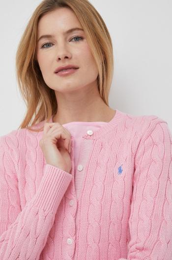 Bavlněný kardigan Polo Ralph Lauren dámský, růžová barva