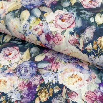 Úplet VISCOSE LYCRA HEAVY Flower canvas design B digital print