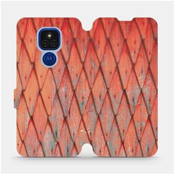 Flipové pouzdro na mobil Motorola Moto E7 Plus - MK01S Oranžový vzor dřeva (5903516384570)