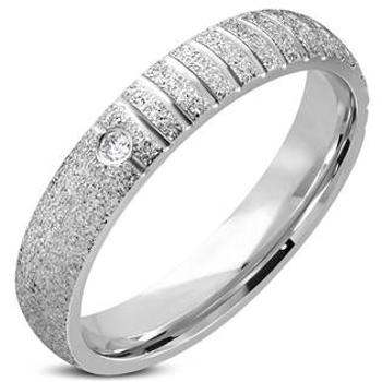 Šperky4U Pískovaný ocelový prsten, šíře 4 mm - velikost 49 - OPR1729-4-49