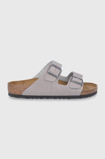 Kožené pantofle Birkenstock Arizona pánské, šedá barva