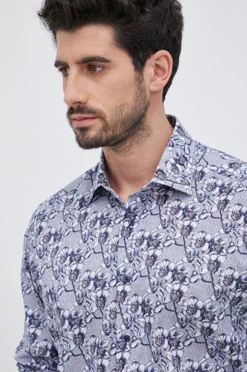 Bavlněné tričko Emanuel Berg pánské, slim, s klasickým límcem