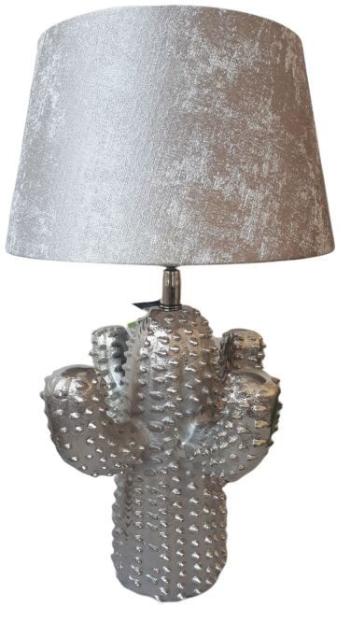 Stříbrná kovová stolní lampa Cactus  -Ø 25*43 cm/ E27 001-17-2195