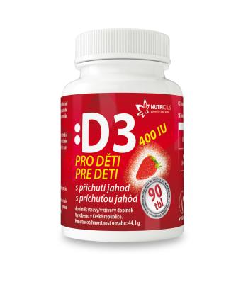 Nutricius Vitamín D3 400 IU pro děti s příchutí jahod 90 tablet