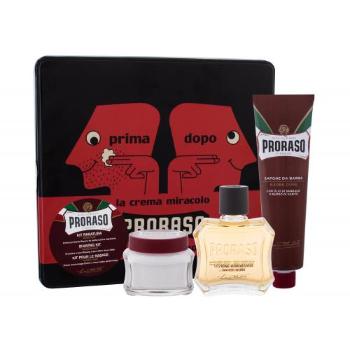 PRORASO Red After Shave Lotion dárková kazeta voda po holení 100 ml + krém na holení 150 ml + krém před holením 100 ml + plechová dóza pro muže