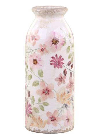 Keramická dekorační váza s květy Floral Auray - Ø 8*20cm 65077819 (65778-19)
