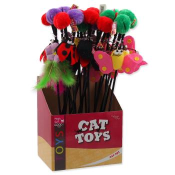 Hračka MAGIC CAT prut s bambulí a hračkou mix 6 cm + 45 cm 24 ks