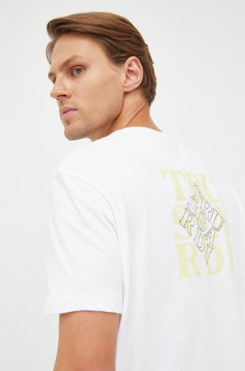Bavlněné tričko Trussardi bílá barva, s potiskem