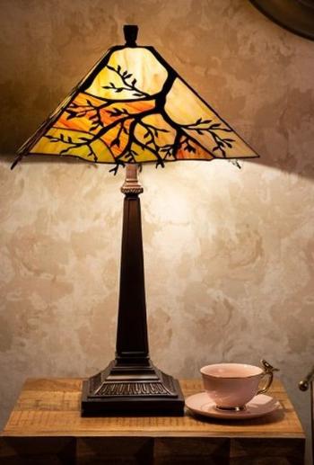 Hranatá stolní lampa Tiffany s větvemi stromu Tree - Ø 36*57 cm E27/max 2*60W 5LL-6226