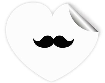 Samolepky srdce - 5 kusů moustache