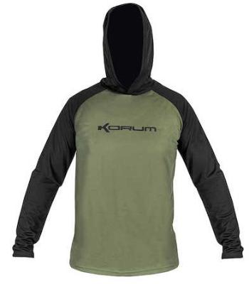 Korum triko hooded dri-active long sleeve t-shirt - xxl