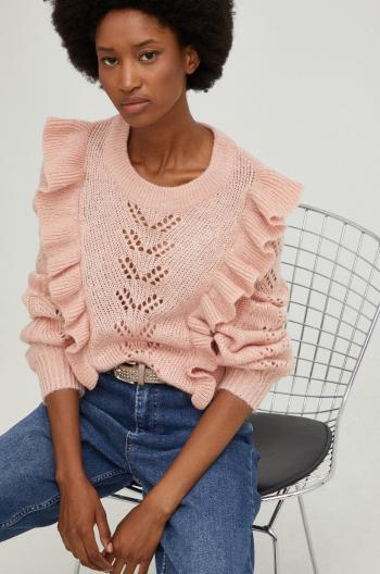 Vlněný svetr Answear Lab dámský, růžová barva,