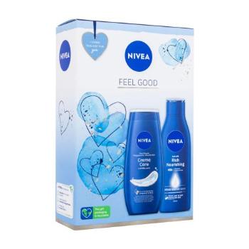 Nivea Feel Good dárková kazeta sprchový gel Creme Care 250 ml + tělové mléko Body Milk Rich Nourishing 250 ml pro ženy