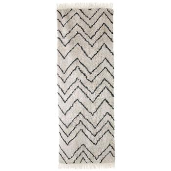 Béžový bavlněný koberec s cikcak vzorem ZigZag - 75*220cm TTK3030