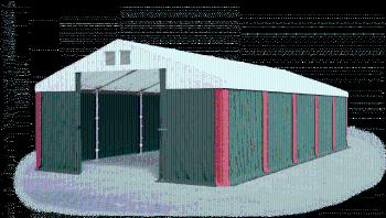 Garážový stan 4x8x2m střecha PVC 560g/m2 boky PVC 500g/m2 konstrukce ZIMA Zelená Bílá Červené