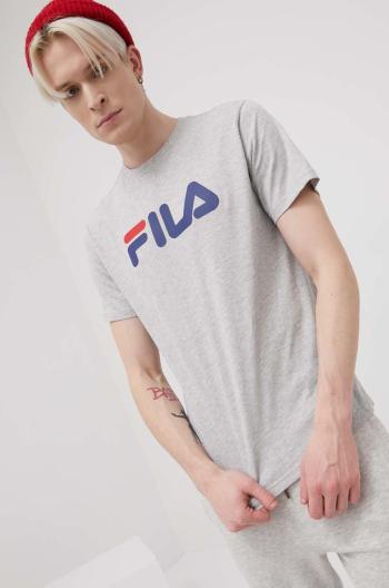 Bavlněné tričko Fila šedá barva, s potiskem