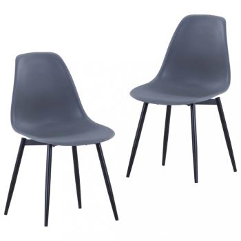 Jídelní židle 2 ks plast / kov Dekorhome Šedá