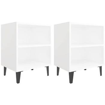 SHUMEE Noční stolky s kovovými nohami 2 ks bílé 40 × 30 × 50 cm, 805798 (805798)
