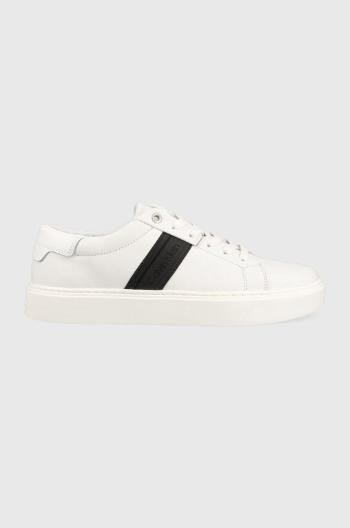 Kožené sneakers boty Calvin Klein Low Top Lace Up bílá barva