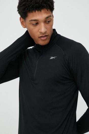 Běžecké triko s dlouhým rukávem Reebok Quarter-zip černá barva