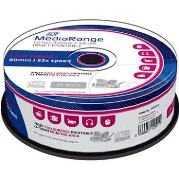 MEDIARANGE CD-R 700MB 52x spindl 25ks Inkjet Printable (MR202)