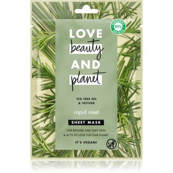 Love Beauty & Planet Rapid Reset Tea Tree Oil & Vetiver plátýnková maska s osvěžujícím účinkem 21 ml