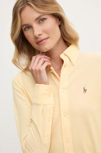 Bavlněná košile Polo Ralph Lauren žlutá barva, regular, s klasickým límcem, 211924258