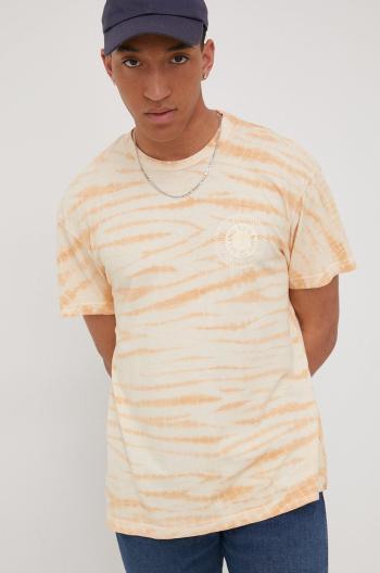 Bavlněné tričko Lee oranžová barva, s potiskem