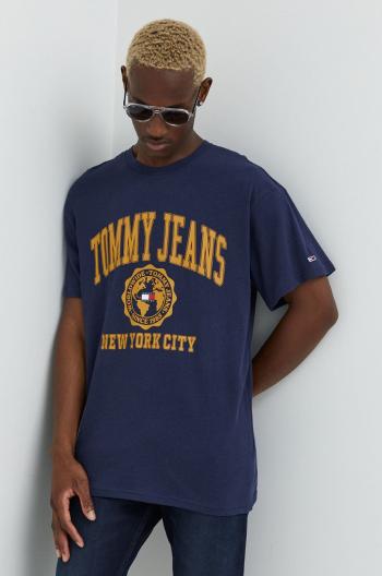Bavlněné tričko Tommy Jeans tmavomodrá barva, s potiskem