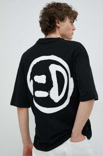 Bavlněné tričko Drykorn Hunt černá barva, s potiskem