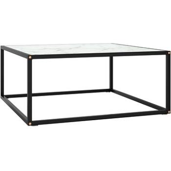 SHUMEE Konferenční stolek černý s bílým mramorovým sklem 80 × 80 × 35 cm, 322877 (322877)