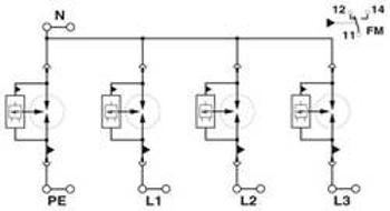Svodič pro přepěťovou ochranu Phoenix Contact FLT-SEC-P-T1-3S-440/35-FM 2908264