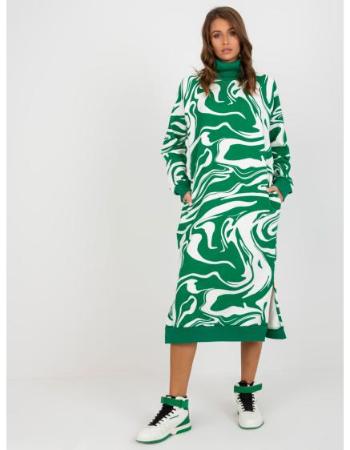 Dámské šaty midi mikinové REXANNNE zeleno-bílé 
