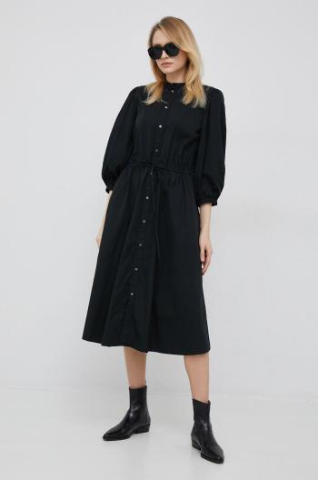 Bavlněné šaty Polo Ralph Lauren černá barva, midi
