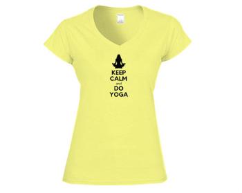 Dámské tričko V-výstřih Keep calm and do yoga