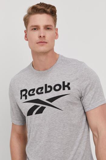 Tričko Reebok FK6216 pánské, šedá barva, s potiskem