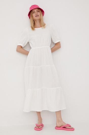 Bavlněné šaty JDY bílá barva, maxi, áčková