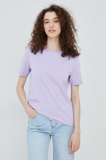 Bavlněné tričko Pieces Ria fialová barva
