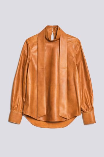 KOŠILE GANT W. LEATHER BOW SHIRT hnědá 40