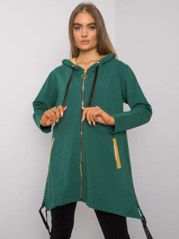 TMAVĚ ZELENÁ DÁMSKÁ OVERSIZE MIKINA NA ZIP RV-BL-4899.23P-DARK GREEN Velikost: L/XL