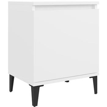 Noční stolek s kovovými nohami bílý 40 × 30 × 50 cm (805833)