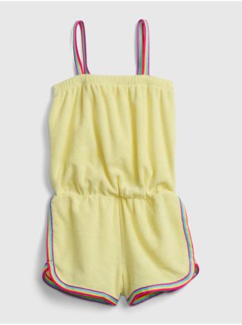 Žlutý holčičí dětský overal rainbow stripe romper