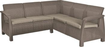 Allibert CORFU RELAX Rohová moderní sofa cappuccino + pískové podušky