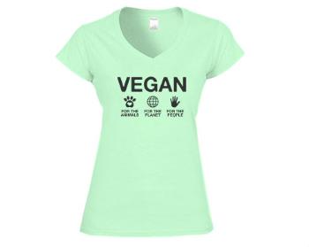 Dámské tričko V-výstřih Vegan for the
