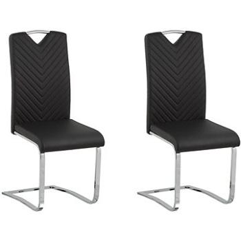 Sada 2 černých jídelních židlí z umělé kůže PICKNES, 252413 (beliani_252413)