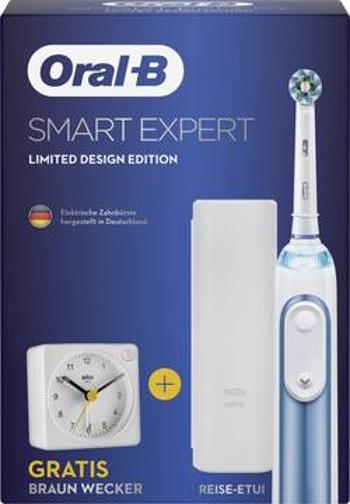 Elektrický kartáček na zuby Oral-B SMART Expert Limited Design Edition incl. Braun Wecker, bílá, modrá (metalíza)