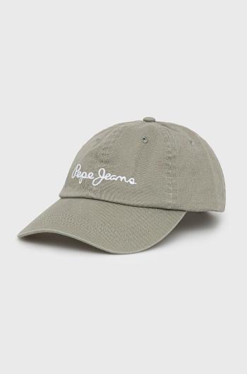 Bavlněná čepice Pepe Jeans Lucia Cap zelená barva, s aplikací