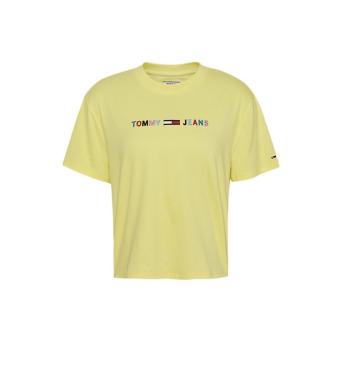 Tommy Hilfiger Tommy Jeans dámské žluté tričko TJW COLORED LINEAR LOGO TEE