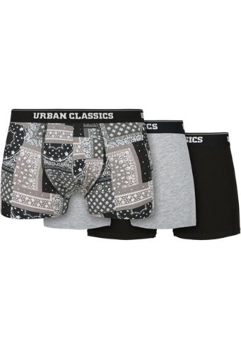 Urban Classics Organic Boxer Shorts 3-Pack bandana grey+grey+black - XL