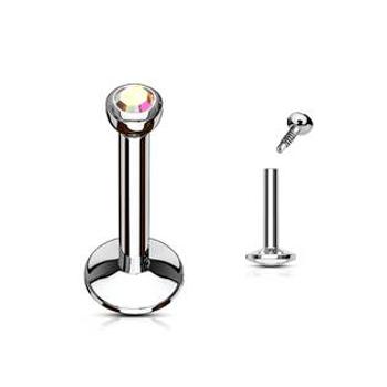 Šperky4U Piercing do brady - labreta, zirkon 2 mm - LB1008-1206AB